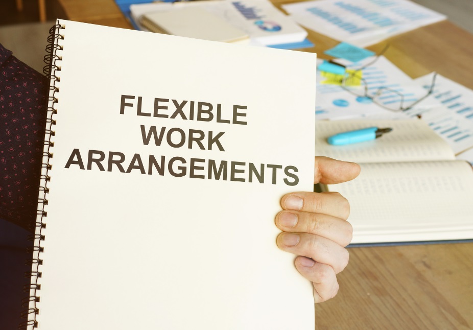 Spiral bound book with 'Flexible Working Arrangements' printed on the cover